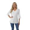 Women's Casual 3/4 Sleeve Top Summer V-neck Puffy Sleeve T-shirt Top