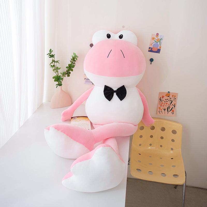 Креативный мультфильм джентльмен лягушка плюшевая кукла рюкзак зеленый розовый галстук лягушка плюшевая игрушка подушка супер мягкий подарок для мальчиков и девочек