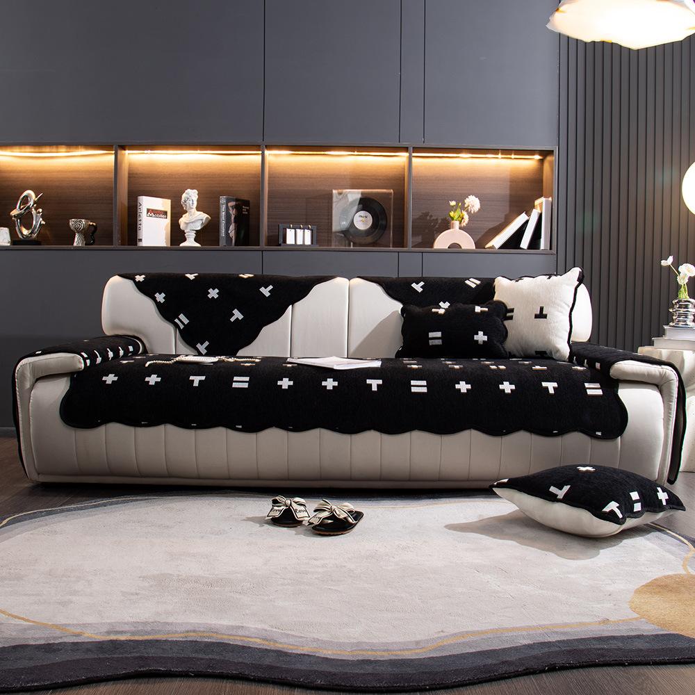 Простое полотенце для дивана, универсальное высококачественное нескользящее прямое покрывало для дивана из шенилла, тканевое полотенце, чехол для спинки с защитой от царапин от кошек