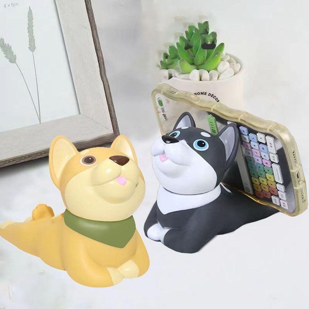 Мультяшный держатель для телефона в виде животного Милый держатель-декор с собакой Креативный ленивый держатель для телефона Настольные украшения