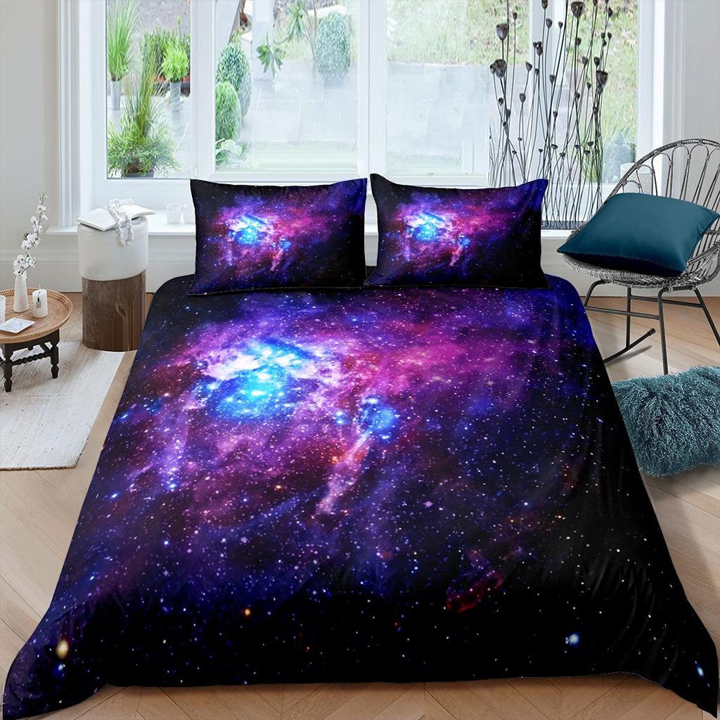 Galaxy Duvet Cover Set 3D Printed Space Themed Bedding Set Kid Boy Galaxy Series Universe Pattern Polyester Quilt Cover For Girl