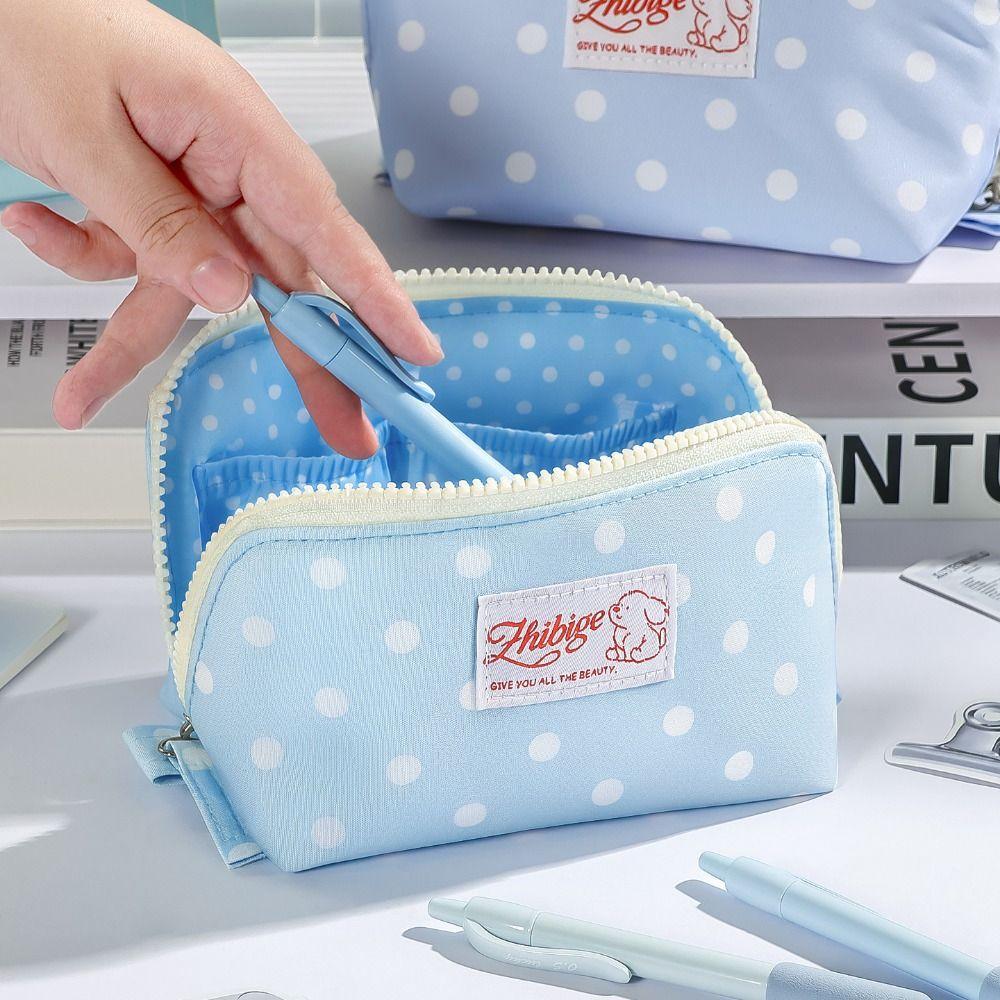 Polka Dot Dog Pattern Pen Bag Large Capacity Pencil Pouch INS Stationery Pouch  Students