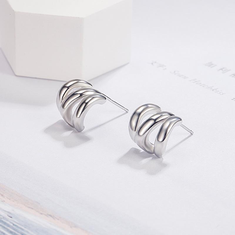 High-End Three-Layer Metal Circle Stud Earrings: Unique, Trendy Design for Women, 2022