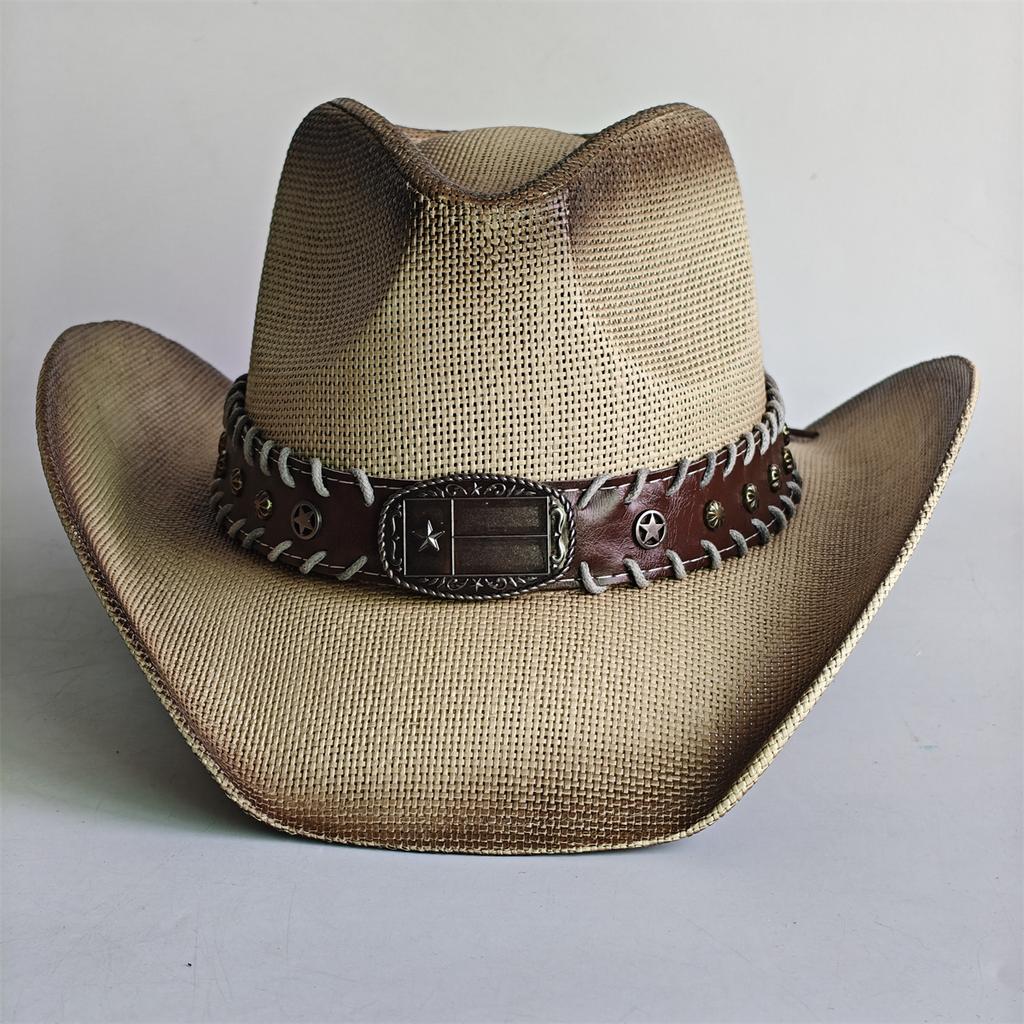 Blue Gradient Straw Cowboy Hat For Women And Men – Western Sun Hat For Country Concert Rodeo And Cowgirl Outfits