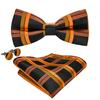 Barry.Wang Men Cravat Ties Jacquare Paisley/Floral/Striped Bow Tie Hanky Cufflinks Set Formal Casual