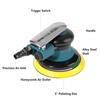 Handheld 5" Air Sander Grinder Polisher Pneumatic Polishing Tool Round