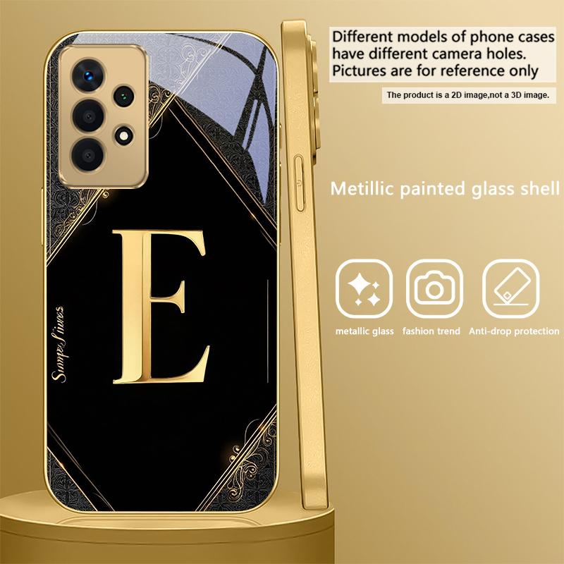 Роскошные буквы-эмблемы Для Samsung A 01 52S A04 A05S A10 A12 13 22 23 24 36 42 M02 Note 10 20Ultra 8 9 Золотой стеклянный чехол для телефона