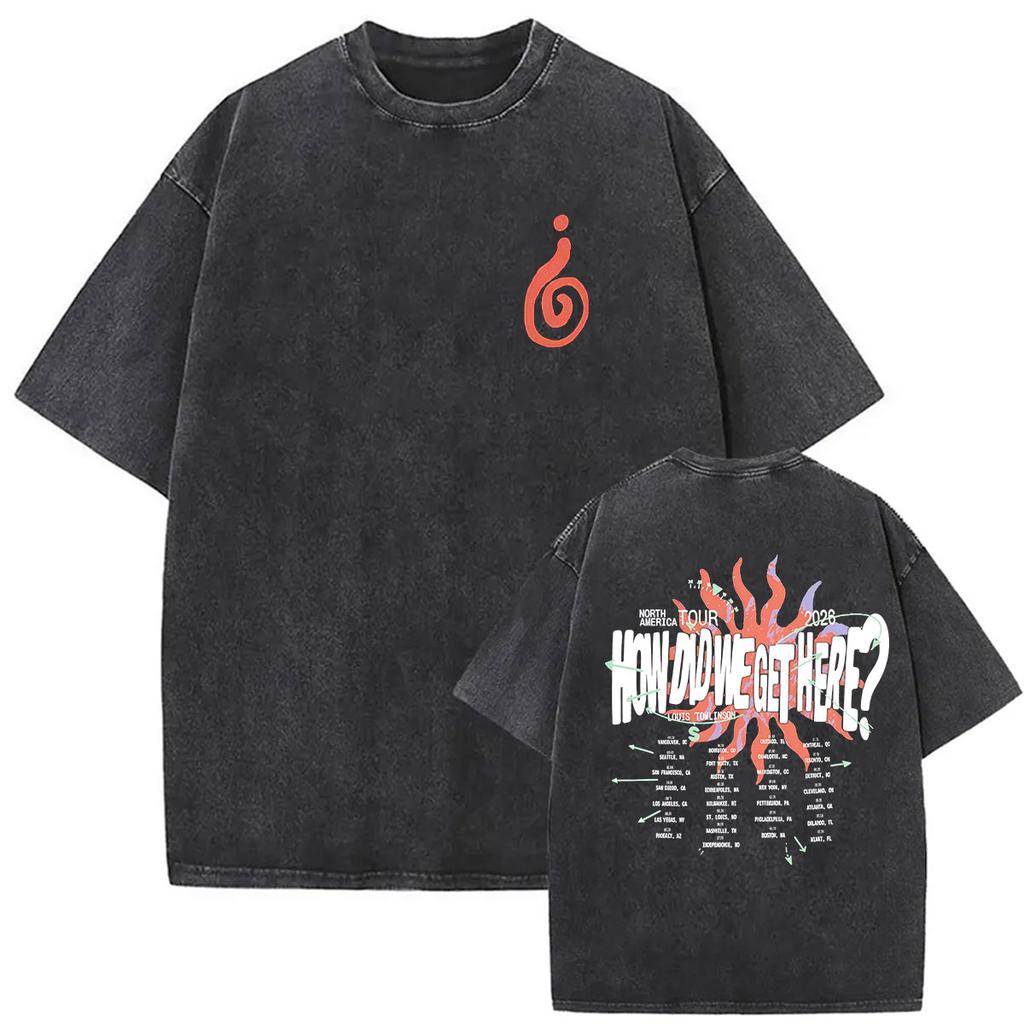 Vintage Washed Louis Tomlinson How Did We Get Here Tour 2026 New T Shirt Men Women Harajuku Fashion Oversized Tshirt Streetwear