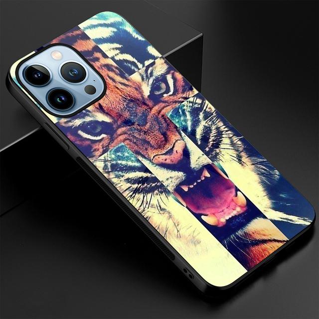 Чехол для телефона с изображением тигра и льва для Iphone 14 13 11 12 Pro Max Mini Xs Xr X 7 8 6s Plus Se 2022, задние чехлы из закаленного стекла