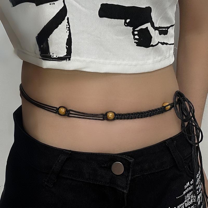 Винтажный этнический стиль, плетеный вручную пояс, женский, декоративная цепочка на талию для платья, универсальный богемный пояс Y2K