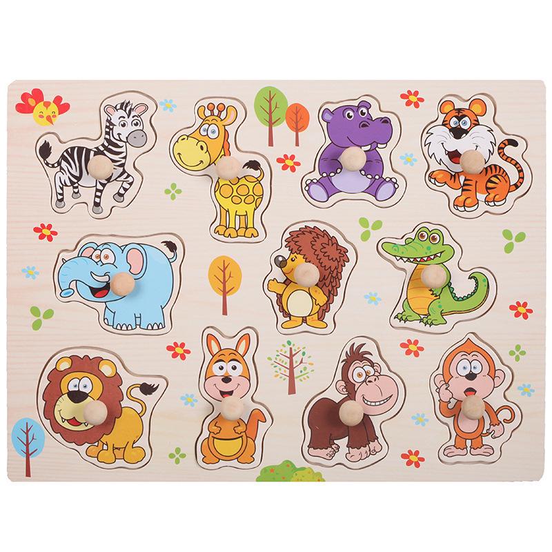 Wooden Dinosaur & Traffic Puzzle Board: Cognitive & Early Education Toy for Kids