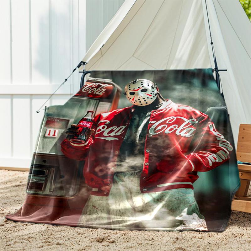 Christmas gift Halloween themed cola beverage Coca Cola blanket soft home furnishing nap decoration four seasons warm Sherpa blanket U26