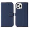 For iPhone 13 Pro Stand Case Litchi Texture Genuine Cow Leather Wallet Phone Cover RFID Blocking