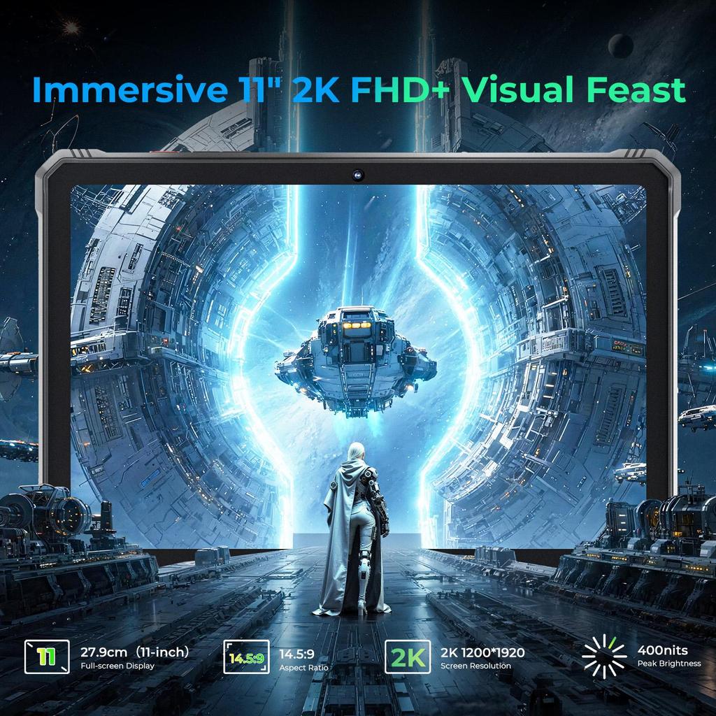 HOTWAV Прочный планшет R9 Ultra 5G, Android 15, Аккумулятор 20080 мАч, 24(8+16ГБ )+ 512 ГБ, камера 64 МП, IP68/IP69K, фонарик для кемпинга, две SIM-карты, Face ID, OTG