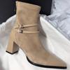 Ботинки женские на высоком каблуке женские короткие ботинки 2024 года трендовая осенне-зимняя женская обувь модные ботильоны джинсовая обувь для женщин