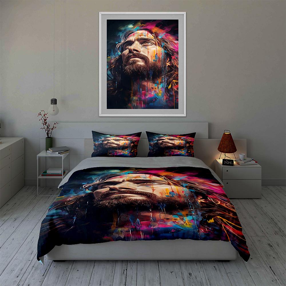 Vivid artistic portrait Bedding Duvet cover sets Duvet covers Pillowcases gifts (1 * Duvet Cover 2 * Pillowcases, without duvet insert)