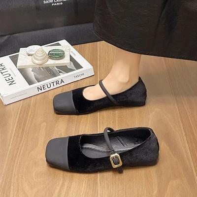 Мода 2024 года, горячая распродажа обуви, женская обувь на плоской подошве с пряжкой, весна-осень, квадратный носок, однотонная повседневная удобная офисная женская обувь