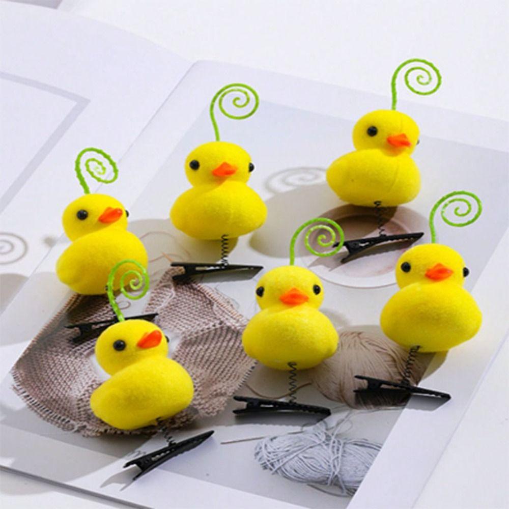 6 шт. Мультяшная плюшевая заколка для волос 3D маленькая желтая утка головной убор забавный аксессуар для волос подарок на вечеринку