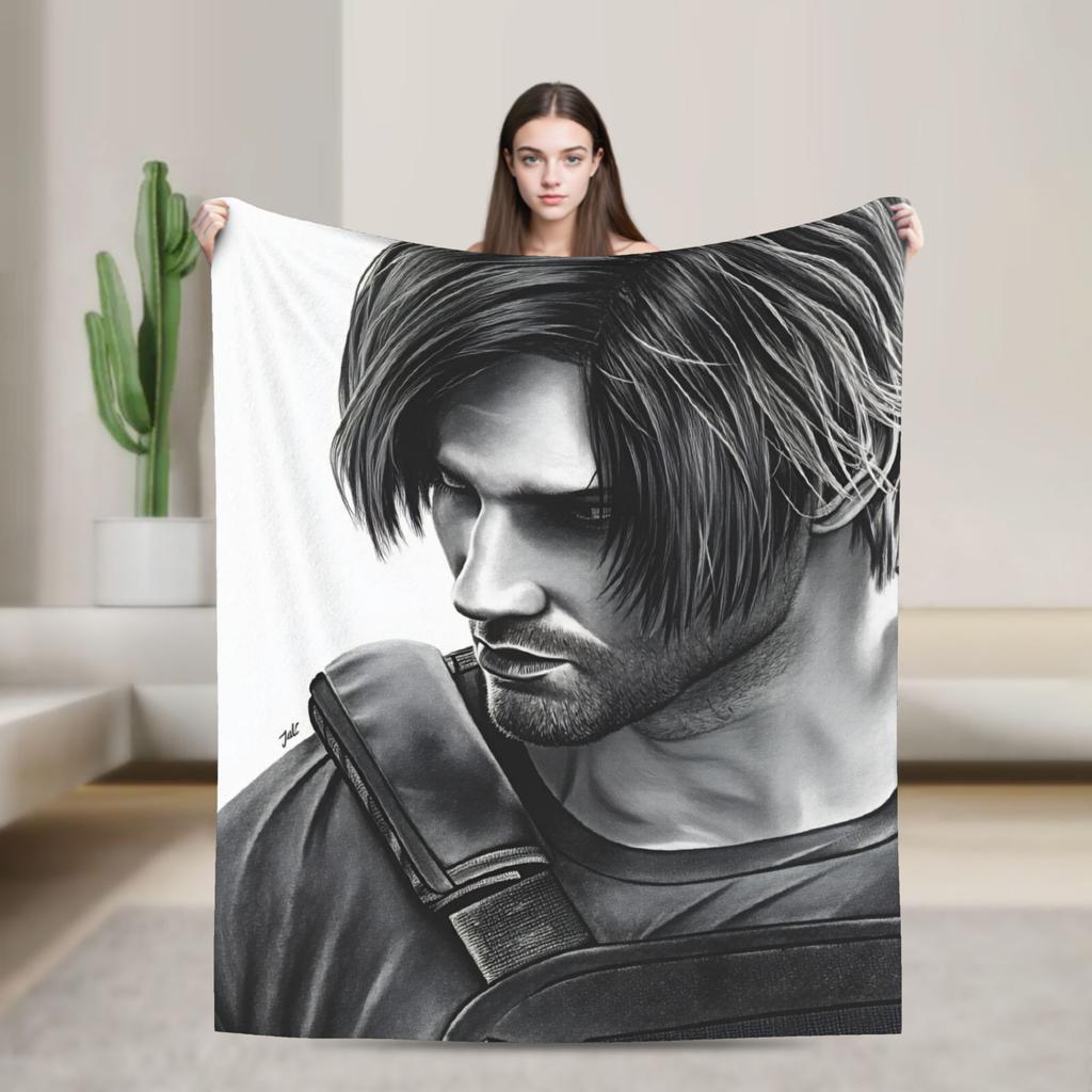 Leon Kennedy Throw Blanket Super Soft Funny Blanket For Couch Chair Travel Flannel Bedspread Bed Cover