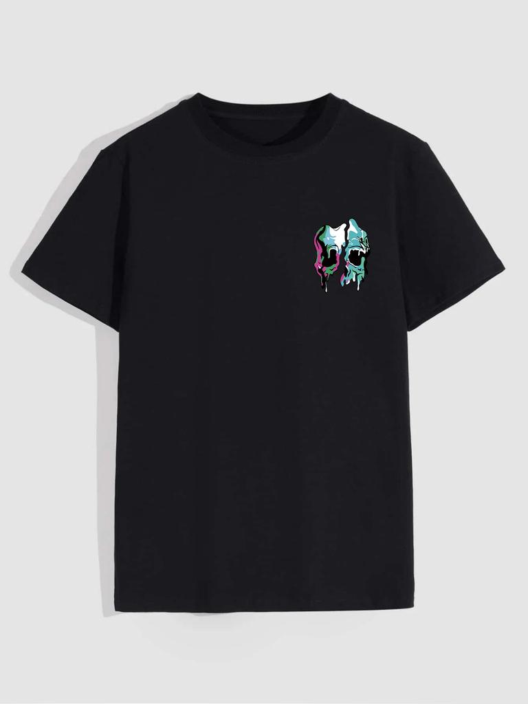 Мужская повседневная футболка с принтом расплавленного черепа, с коротким рукавом и круглым вырезом, модные летние футболки, топы, обычные и оверсайз футболки