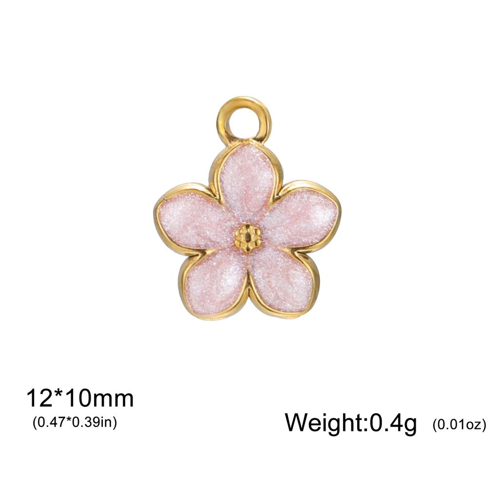 1pc Enamel Flower Charms for Jewelry Making Stainless Steel Gold Pendant for Earring Necklace Bracelet Accessories