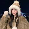 Autumn and Winter Hat Women's Cute Hairball Knitted Hat Ear Protection Warm Hat