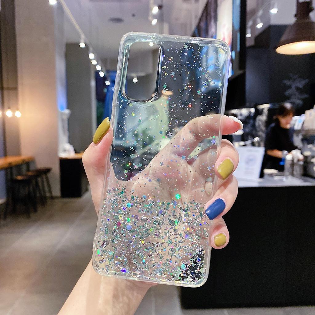 Защитный чехол с серебряной фольгой и блестками для Samsung A23, A03, Note20 и S22 Ultra