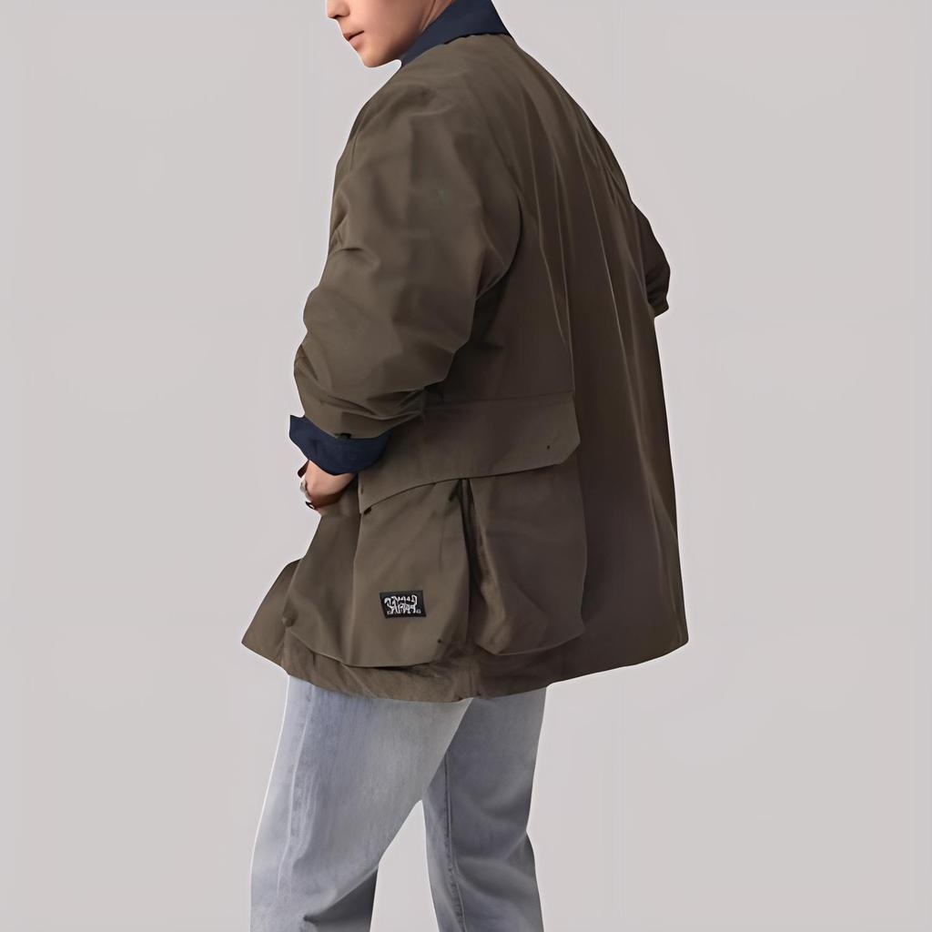 Levis Свободная Удобная Простая Куртка Рабочая с Цветными Блоками на Воротнике с Длинным Рукавом Мужская Куртка Зеленая 003MN-0002