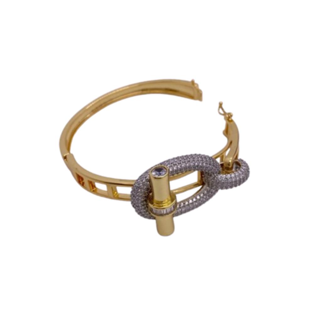 Unique OT Buckle Bangles Exaggeration Women's Jewelry Fashion Cubic Zirconia Ring Wedding