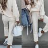 High Neck Long Sleeve Sweater with Pocket Trousers - Women's Casual Two-Piece Set for Autumn/Winter
