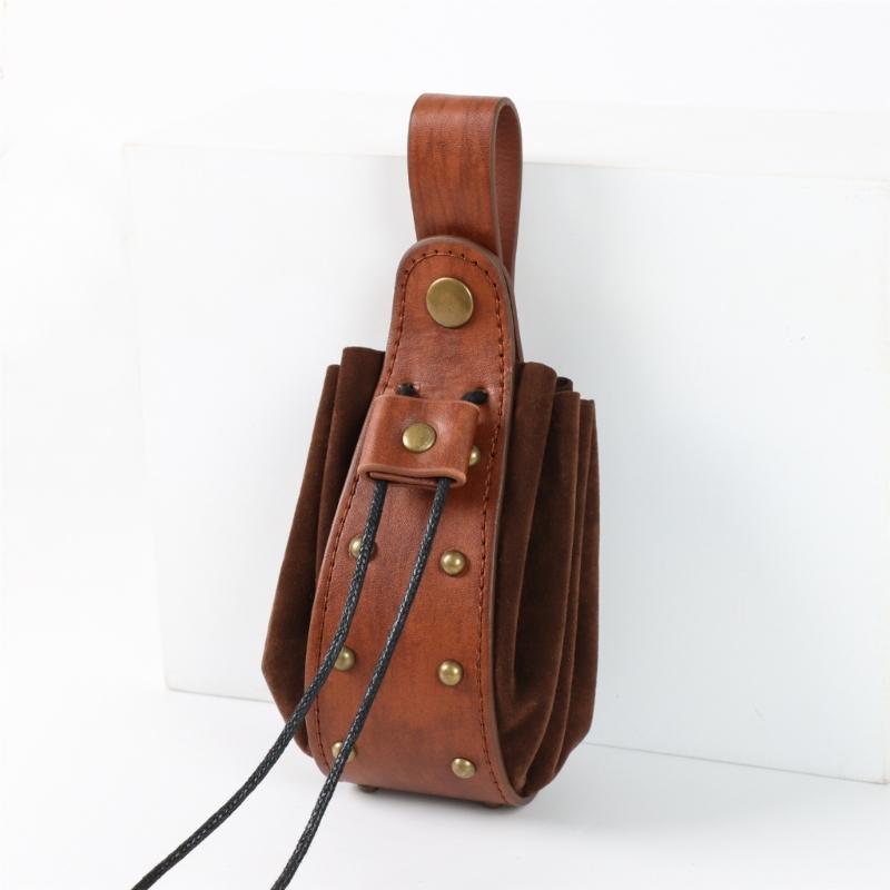 Multifunctional PU Leather Waist Bag 4 Piece Set Including Belt Key Holder Keychain Quiver for Camping Hiking