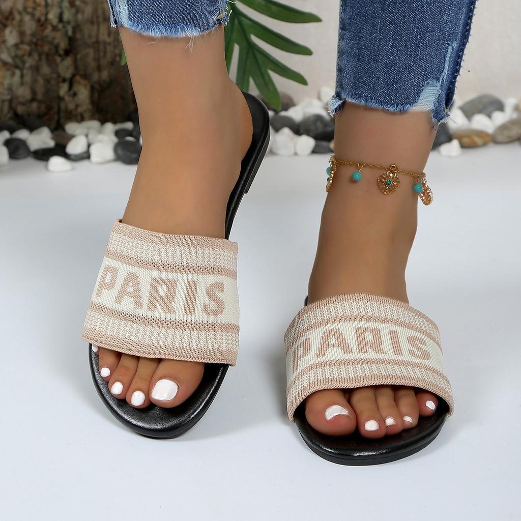 Роскошные дизайнерские женские сандалии Летние женские тапочки Модные сандалии Пляжная обувь Однотонные женские тапочки на плоской подошве