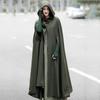 Women Long Sleeve Hooded Mediaeval Cloak Maxi Wool Coat