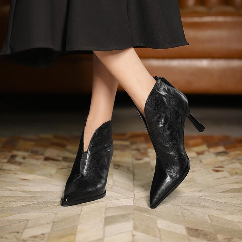 Мода НОВЫЕ Осенние Женские Ботинки Обувь из Натуральной Кожи для Женщин Остроносые Туфли на Тонком Каблуке Супервысокий Каблук Современные Ботинки Повседневные Ботильоны