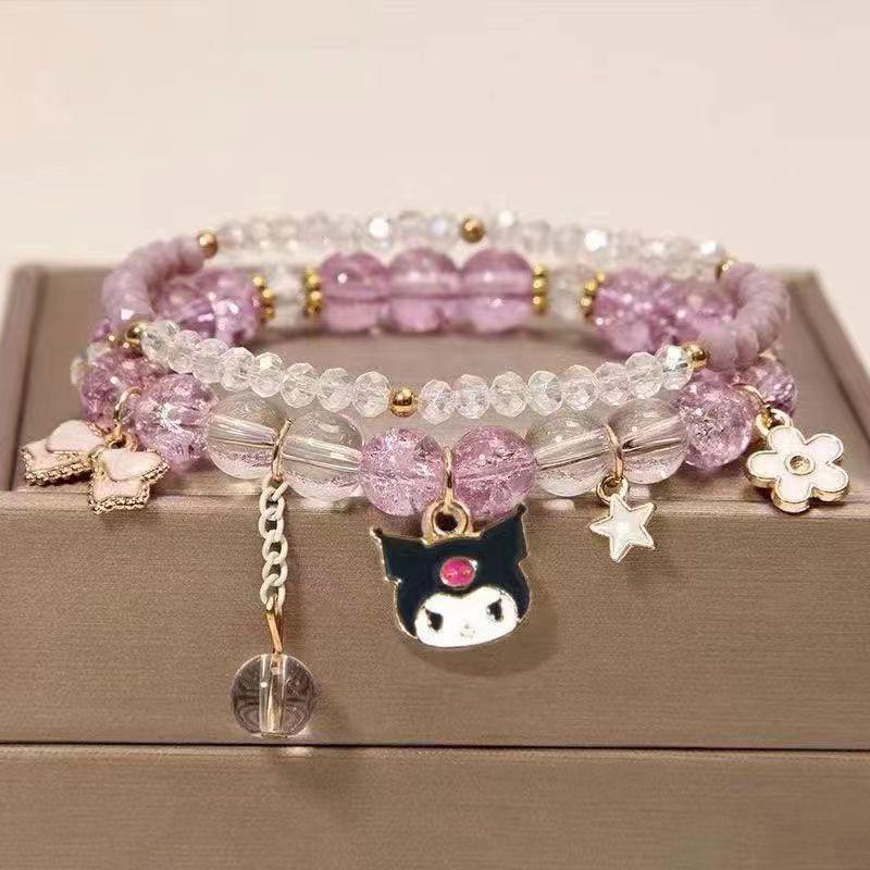Children's Cartoon Crystal Beaded Bracelet - Cute Layered Jewelry for Girls & Best Friends