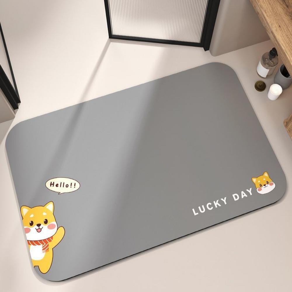 Cute Animal Design Doormat Diatom Mud Pad for Home Decor Water-filtering Mat Pad for Entrances of Toilets Bathrooms Kitchens