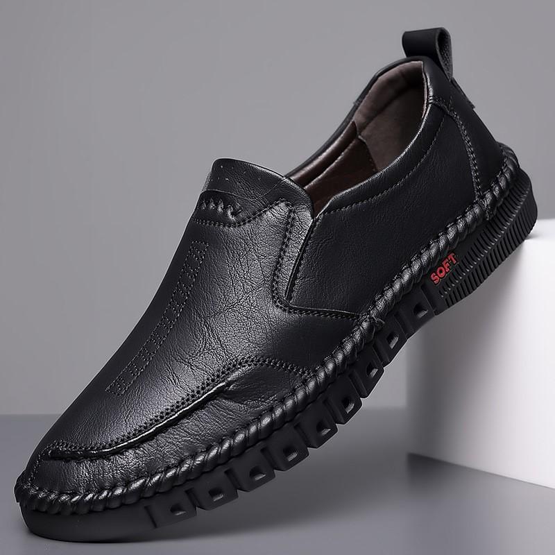 Spring Autumn New Men's Daily Casual Genuine Leather Shoes Manual Line Soft Leather Soft Sole Loafers Shoes D218