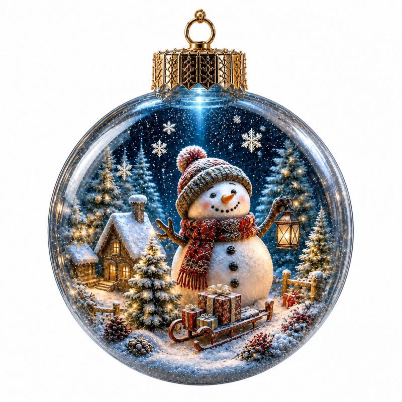 3D Acrylic Christmas Ornament Set With LED Light - Santa Snowman Reindeer Tree Hanging Decor Home Holiday Display