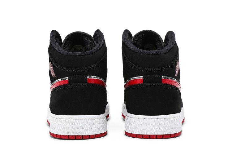 Детские кроссовки Nike Jordan 1 Mid Newspaper Air Times (GS) Черный/Тренировочный Красно-Белый