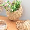 Плетеная вручную подвесная корзина из ротанга и ивы для цветов - Синий пасторальный настенный декор