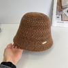 Plush Thickened Bucket Hat Women's Autumn and Winter Advanced Feeling Warm Knitted Bucket Hat Plain Face Cover Basin Hat Shows Small Face