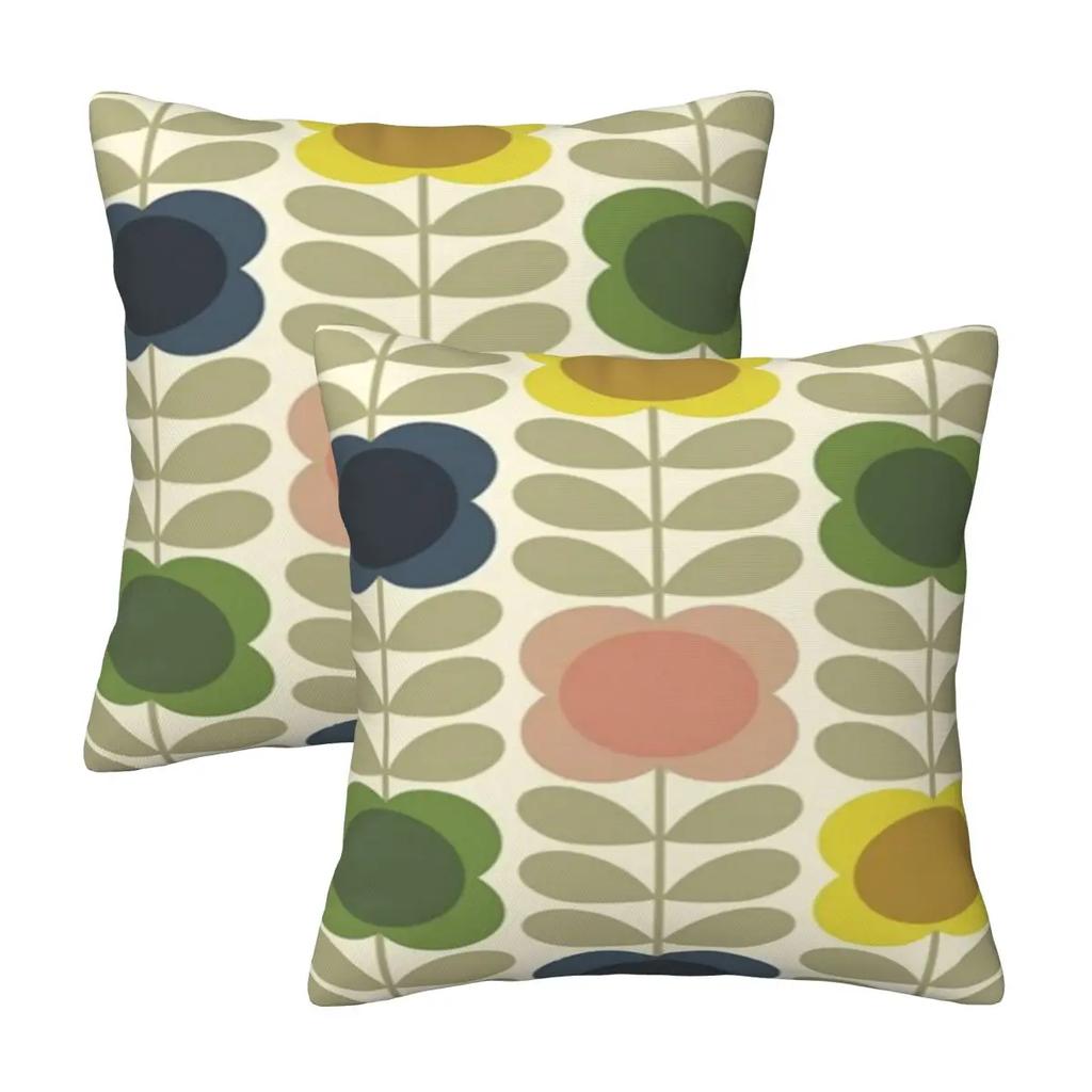 Orla Kiely Multi Stem Colorful Fabric 2 pcs Square Pillowcase Pillow Cover Cushion Comfort Throw Pillow for Home Living Room