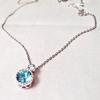 Blue Gem Women's Silver 925 Wave Drop Necklace for Girlfriend