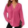 Женская модная толстовка с длинными рукавами, капюшоном на кулиске, V-образным вырезом на пуговицах, повседневный худи-топ