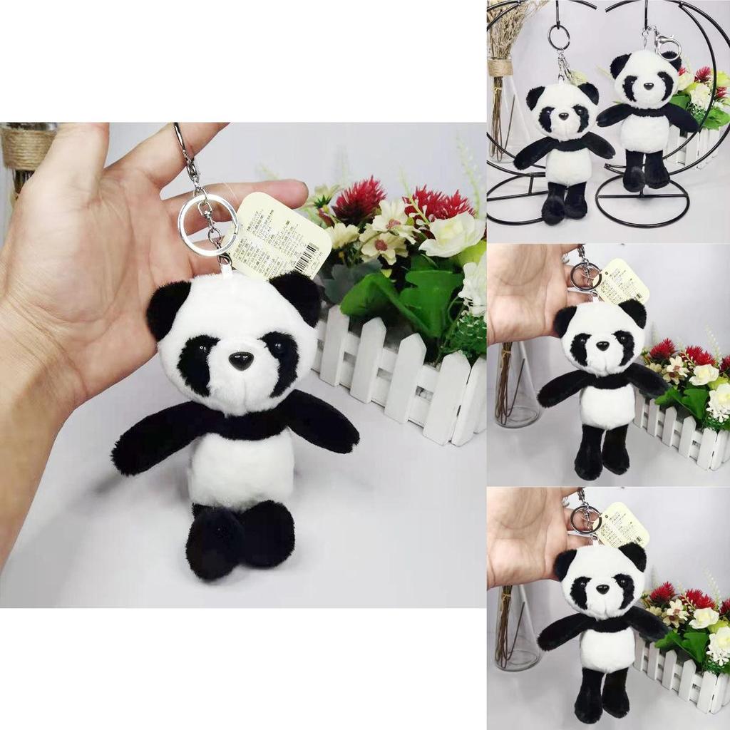 Cute Panda Plush Keychain Pendant Soft Short Velvet Cartoon Stuffed Animal