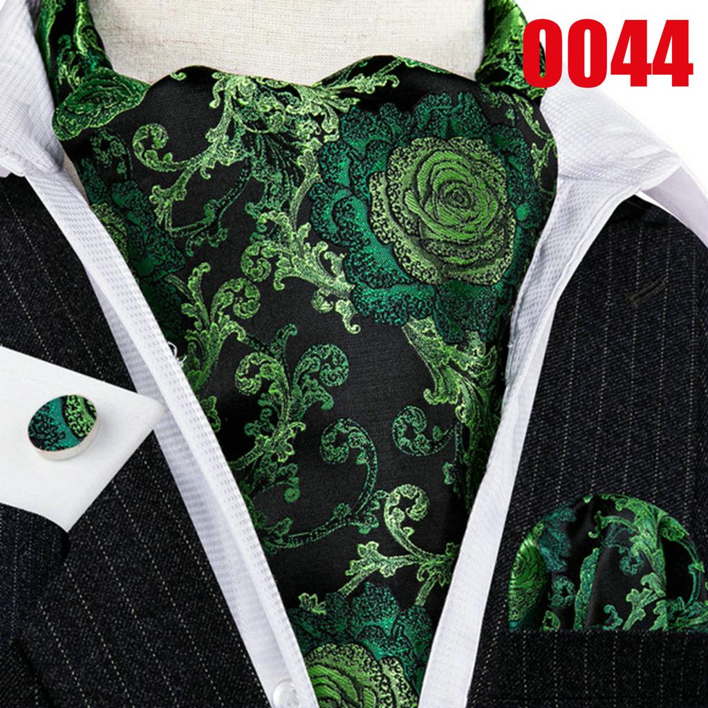 Модный классический галстук Ascot для мужчин, жаккаровый шелковый галстук с цветочным принтом, носовой платок, запонки, шарфы с пейсли, галстук