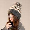 Модная теплая шапка для защиты ушей Hairball, подходящая по цвету, женская зимняя флисовая шерстяная шапка для езды на велосипеде, устойчивая к холоду, этническая ветровая шапка