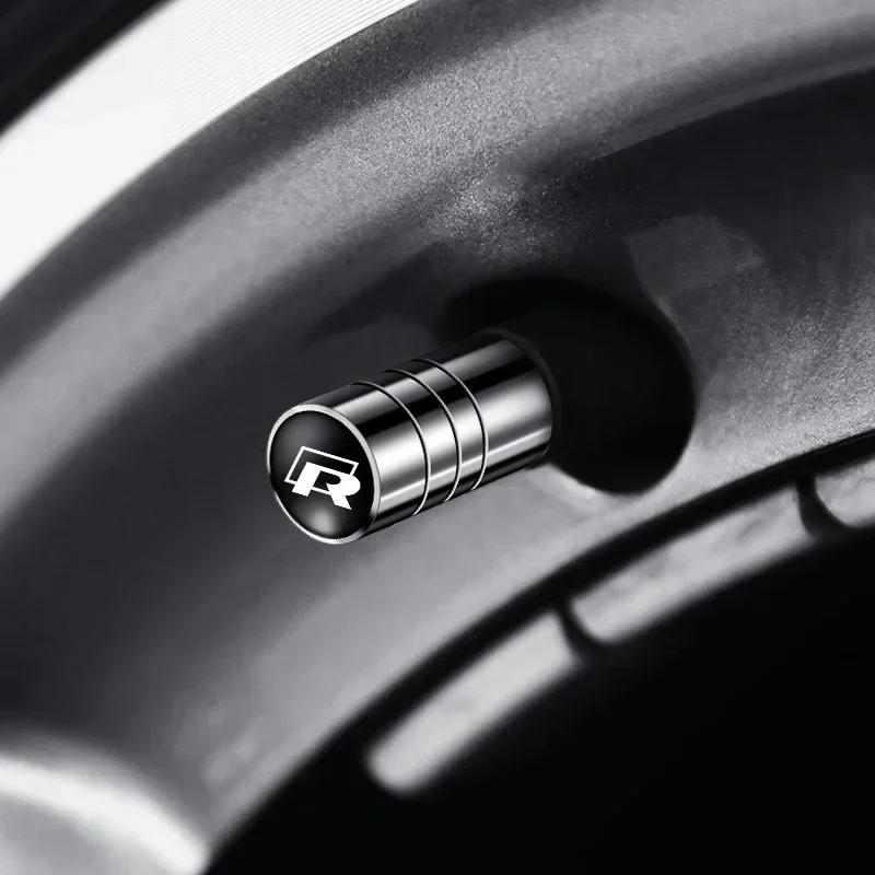 4Pcs Aluminum Round Car Wheel Tire Valve Caps for Volkswagen GTI Rline Polo Golf MK8 Touareg Passat Magotan Tiguan Jetta