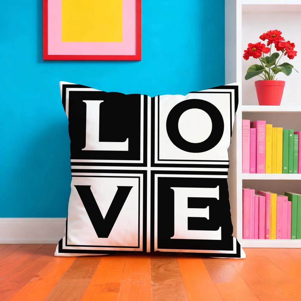 LOVE Simplified English Alphabet Cushion Cover Plush Fabric Soft DoubleSided Printed Sofa Warm Home Child Gift Pillow Case