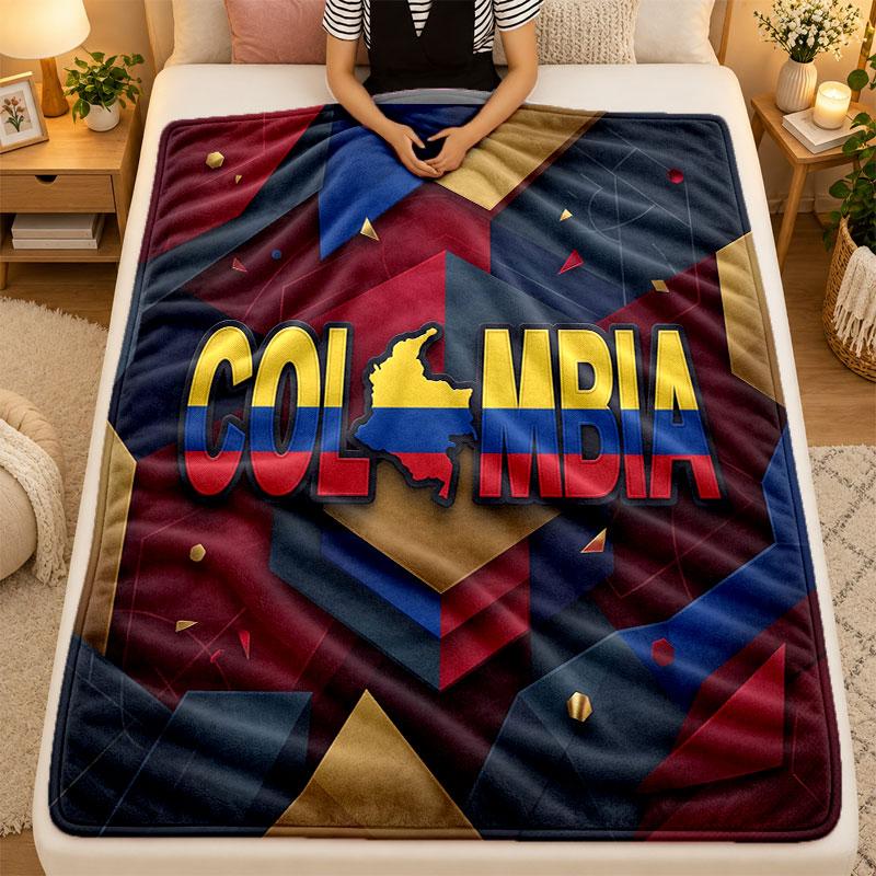 Flannel BlanketColombia Football Warm Soft Throw Blanket for Indoor Sofa Bed Living Room Use